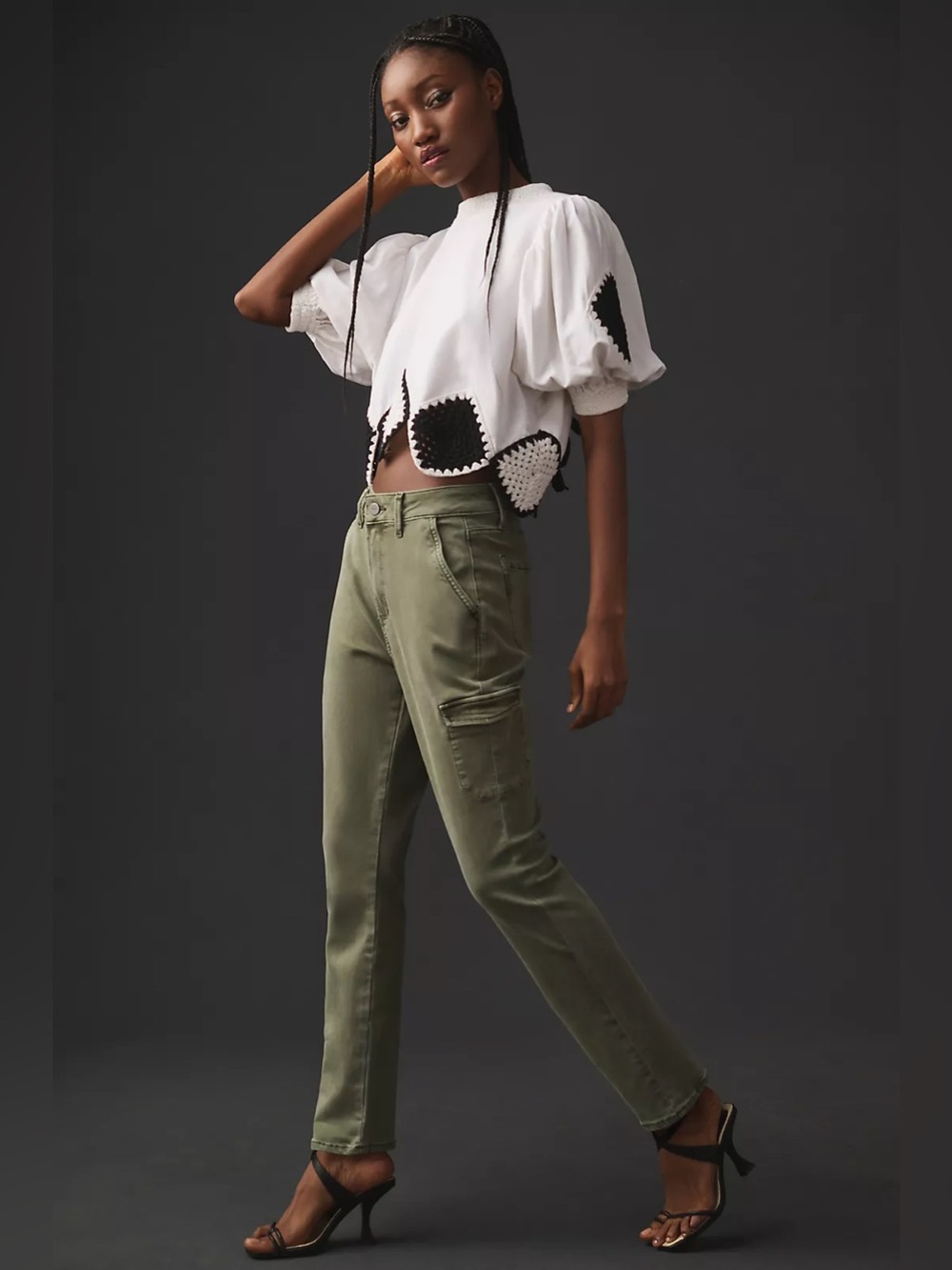 PAIGE Jolie Mid Rise Utility Pants in Moss